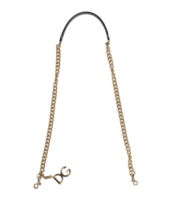 Brown Leopard Gold Brass Chain Accessory Shoulder Strap Dolce & Gabbana