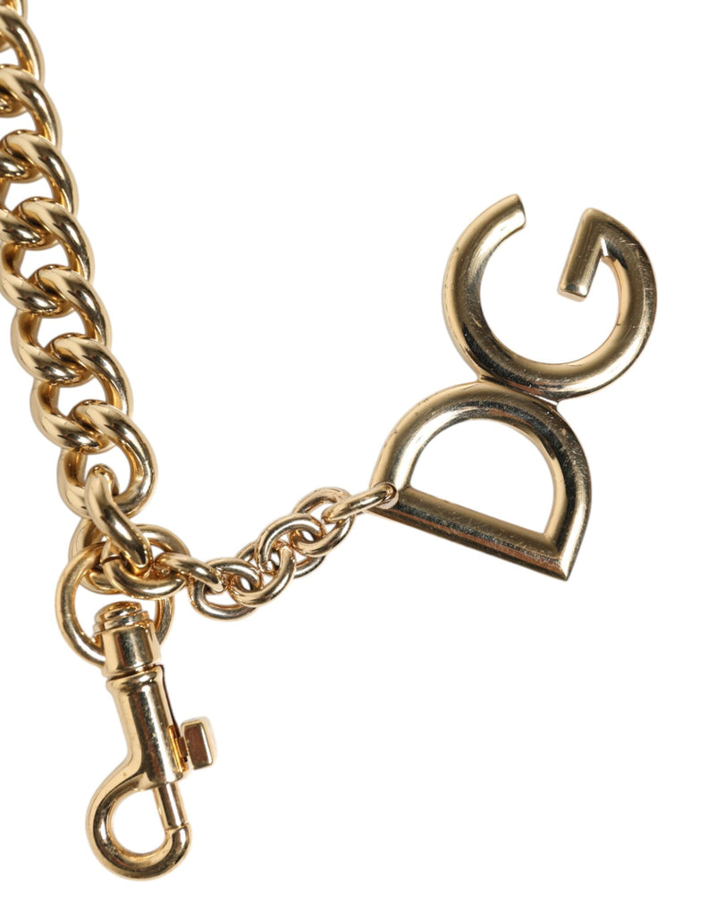 Brown Leopard Gold Brass Chain Accessory Shoulder Strap Dolce & Gabbana