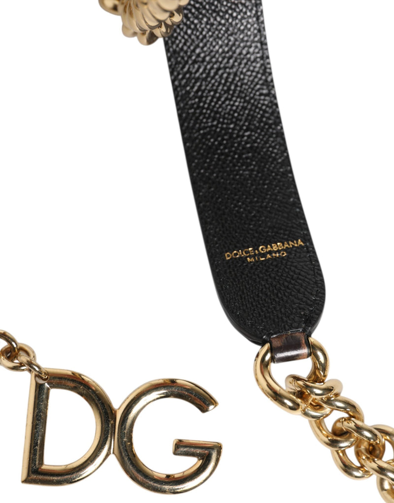 Brown Leopard Gold Brass Chain Accessory Shoulder Strap Dolce & Gabbana