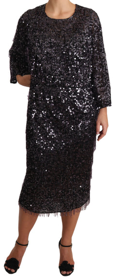 Sequined Shift Midi Dress – Timeless Elegance Dolce & Gabbana