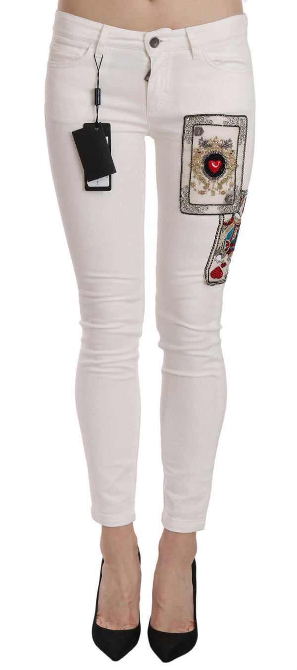 Queen Of Hearts Embellished Skinny Pants Dolce & Gabbana