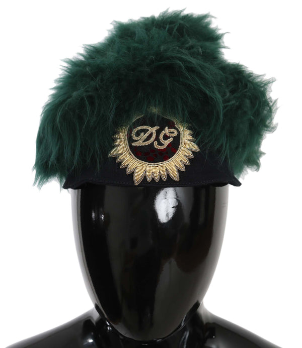 Elegant Emerald Cashmere Cloche Cap Dolce & Gabbana