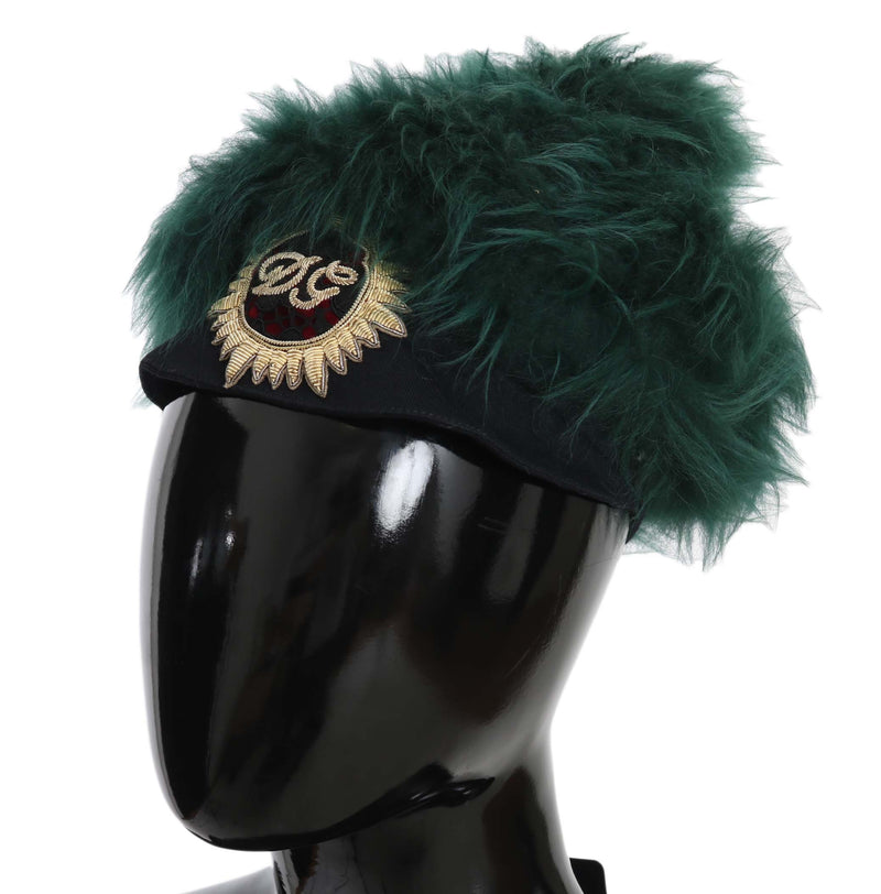 Elegant Emerald Cashmere Cloche Cap Dolce & Gabbana