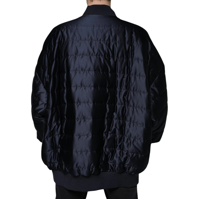 Dark Blue Quilted Full Zip Bomber Jacket Dolce & Gabbana