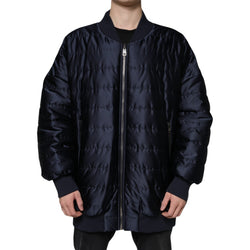 Dark Blue Quilted Full Zip Bomber Jacket Dolce & Gabbana