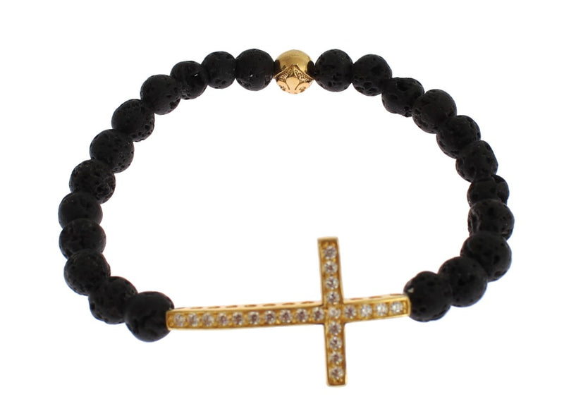 Elegant Gold & Black Lava Stone Bracelet Nialaya