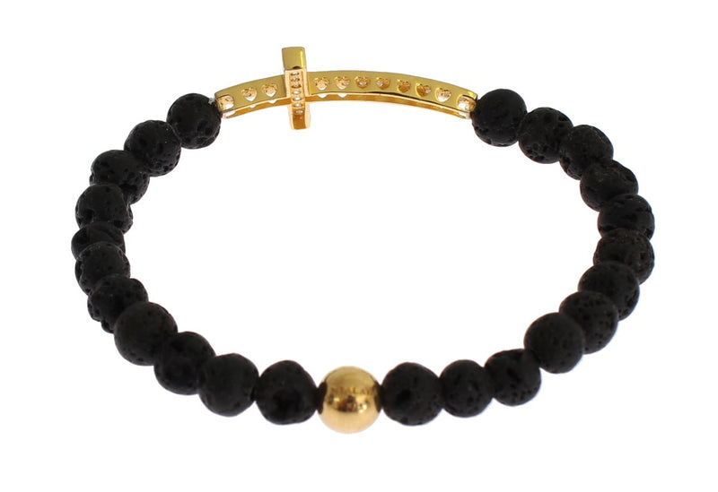 Elegant Gold & Black Lava Stone Bracelet Nialaya