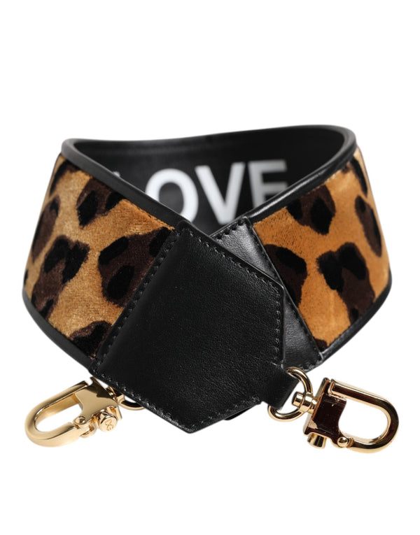 Black Leopard Print Reversible Bag Shoulder Strap Dolce & Gabbana