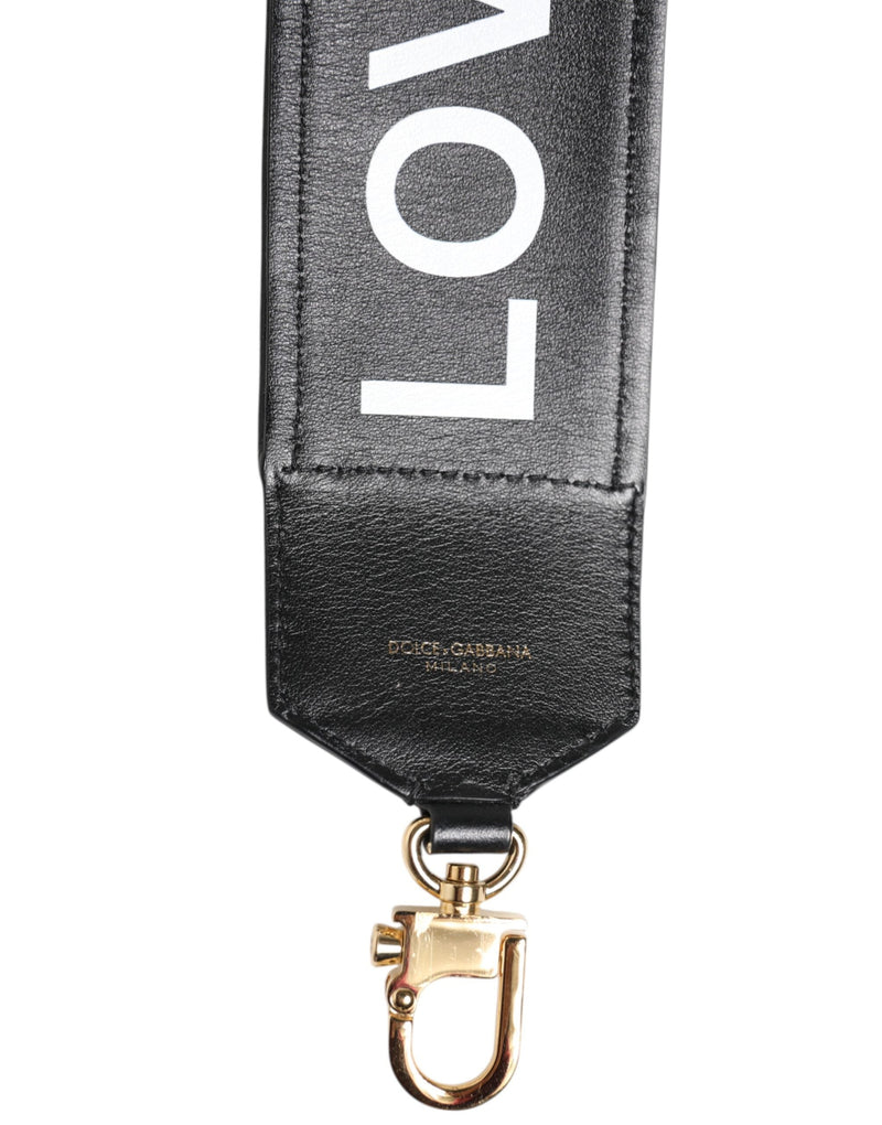 Black Leopard Print Reversible Bag Shoulder Strap Dolce & Gabbana