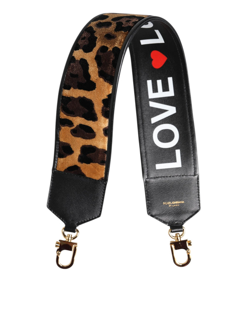 Black Leopard Print Reversible Bag Shoulder Strap Dolce & Gabbana