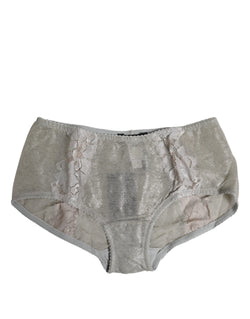 Gray Cotton Floral Lace High Waist Panty Underwear Dolce & Gabbana