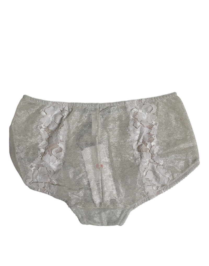 Gray Cotton Floral Lace High Waist Panty Underwear Dolce & Gabbana