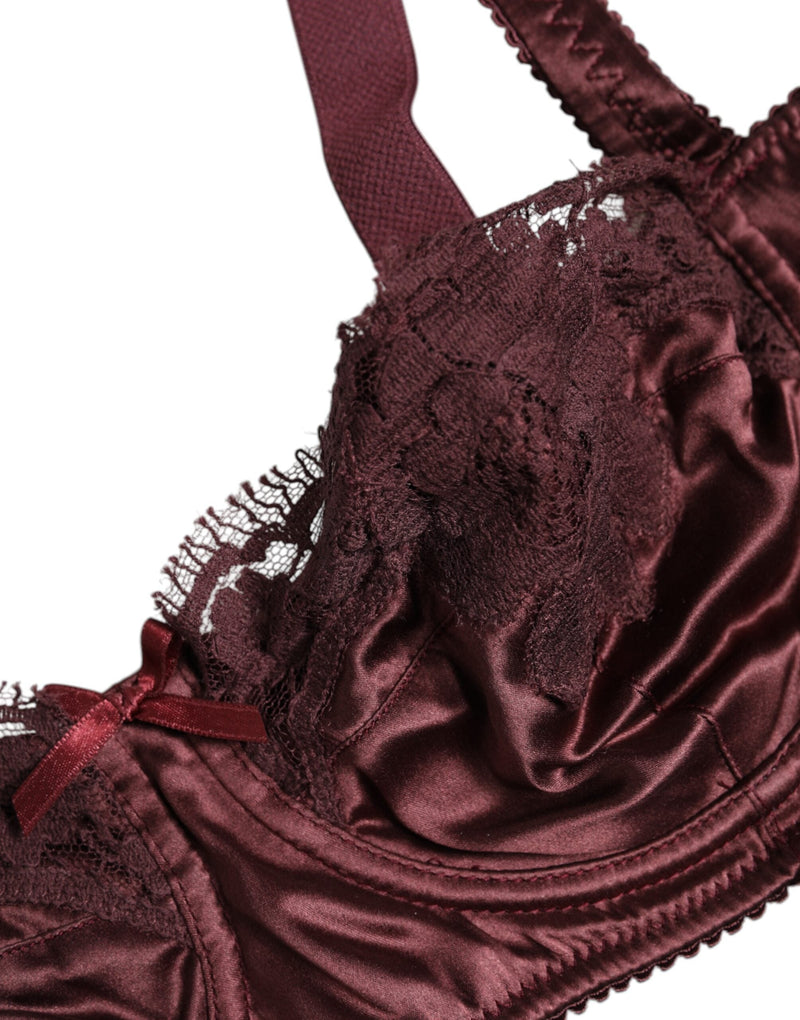 Burgundy Silk Underwired Balconette Bra Underwear Dolce & Gabbana