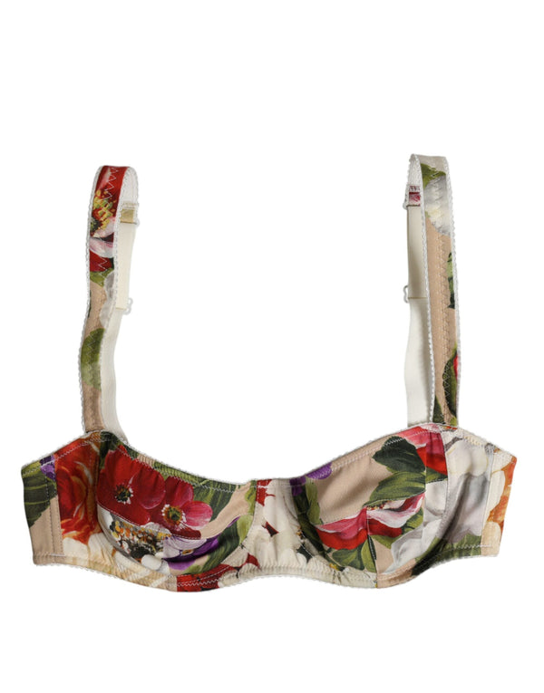 Beige Floral Balconcino Underwired Bra Underwear Dolce & Gabbana