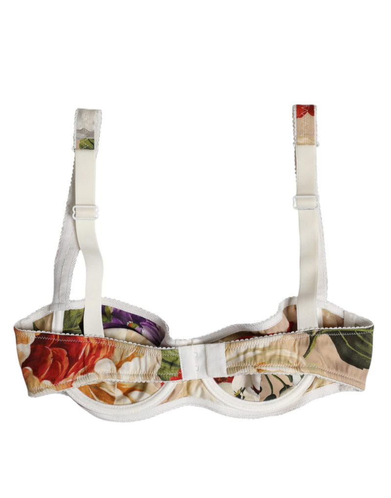 Beige Floral Balconcino Underwired Bra Underwear Dolce & Gabbana