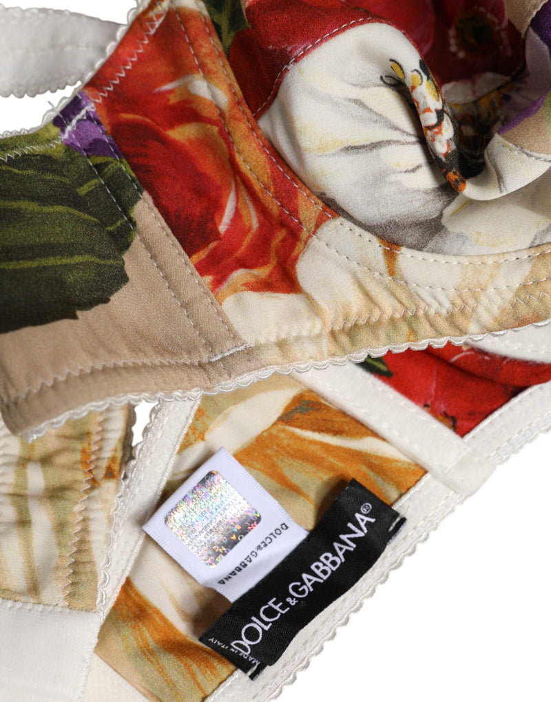Beige Floral Balconcino Underwired Bra Underwear Dolce & Gabbana