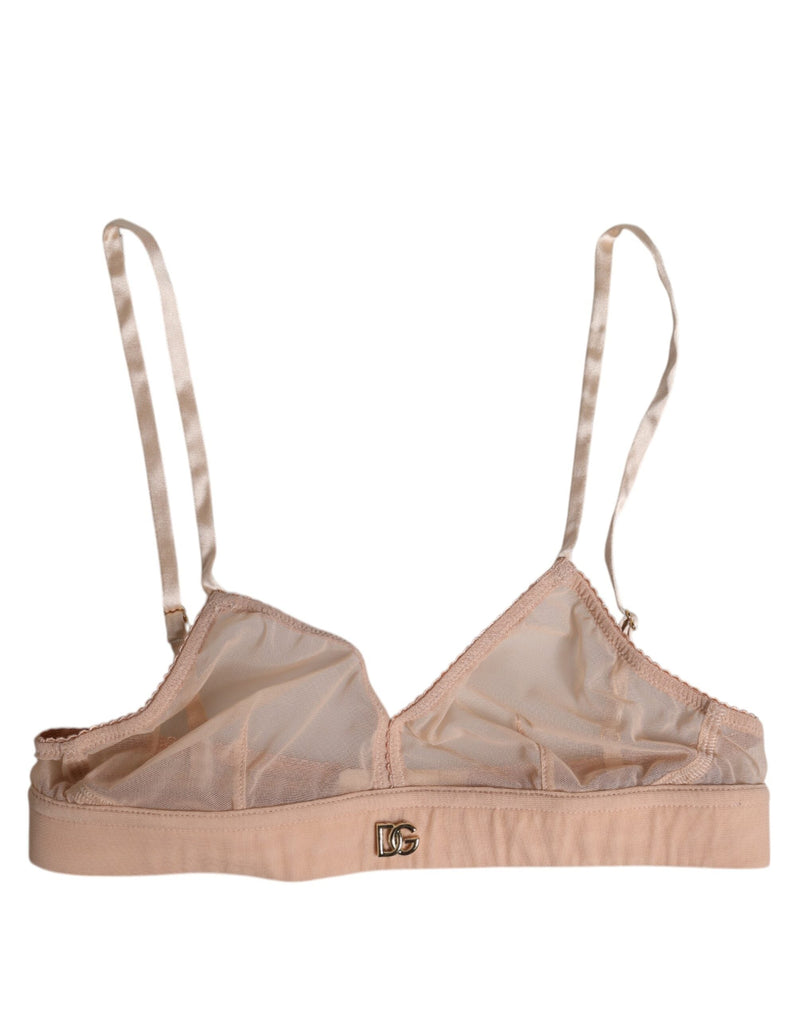 Powder Pink Nylon DG Logo Non Wire Bra Underwear Dolce & Gabbana