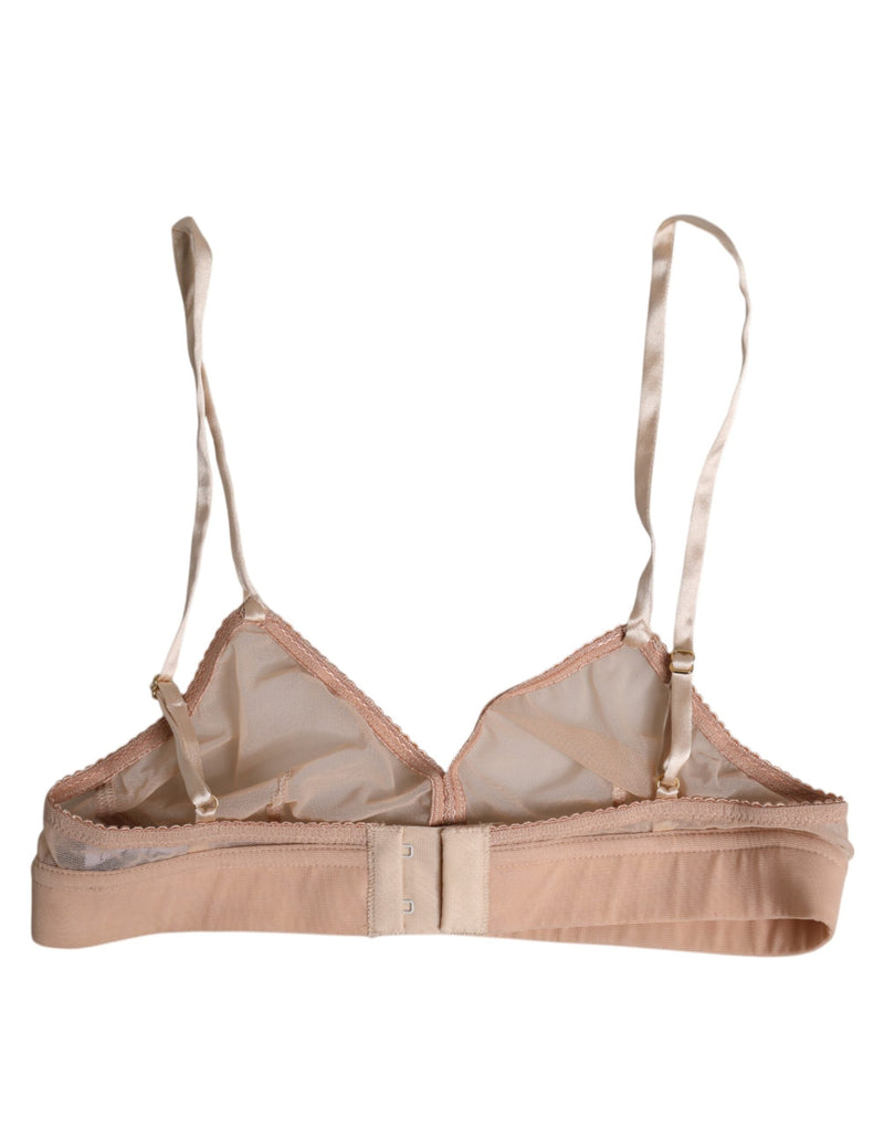 Powder Pink Nylon DG Logo Non Wire Bra Underwear Dolce & Gabbana
