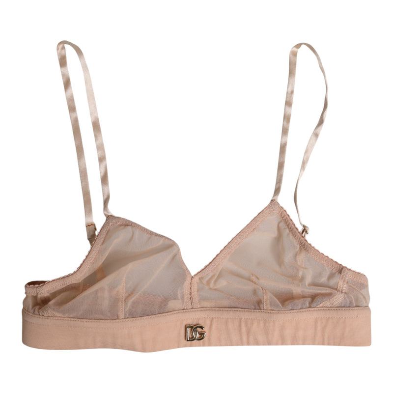 Powder Pink Nylon DG Logo Non Wire Bra Underwear Dolce & Gabbana