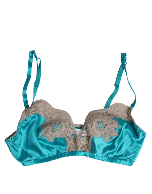 Green Floral Lace Silk Non Wire Bra Underwear Dolce & Gabbana