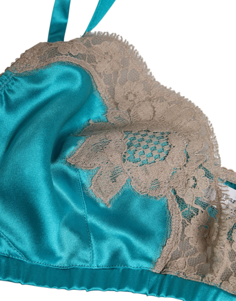 Green Floral Lace Silk Non Wire Bra Underwear Dolce & Gabbana