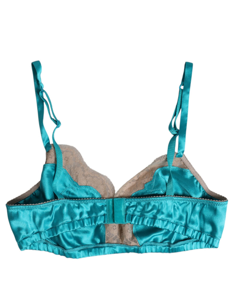 Green Floral Lace Silk Non Wire Bra Underwear Dolce & Gabbana