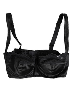 Black Silk Underwired Balconette Bra Underwear Dolce & Gabbana