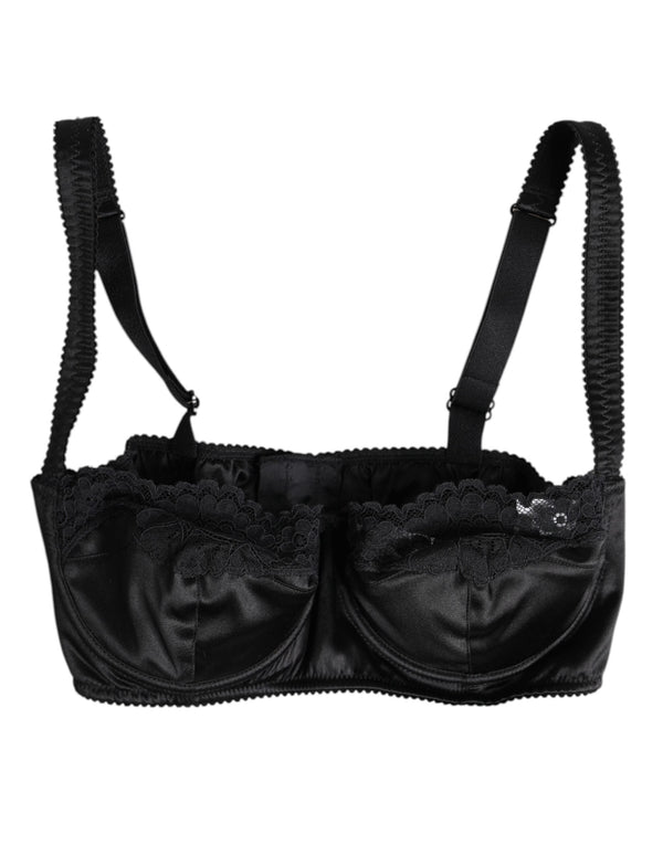 Black Silk Underwired Balconette Bra Underwear Dolce & Gabbana