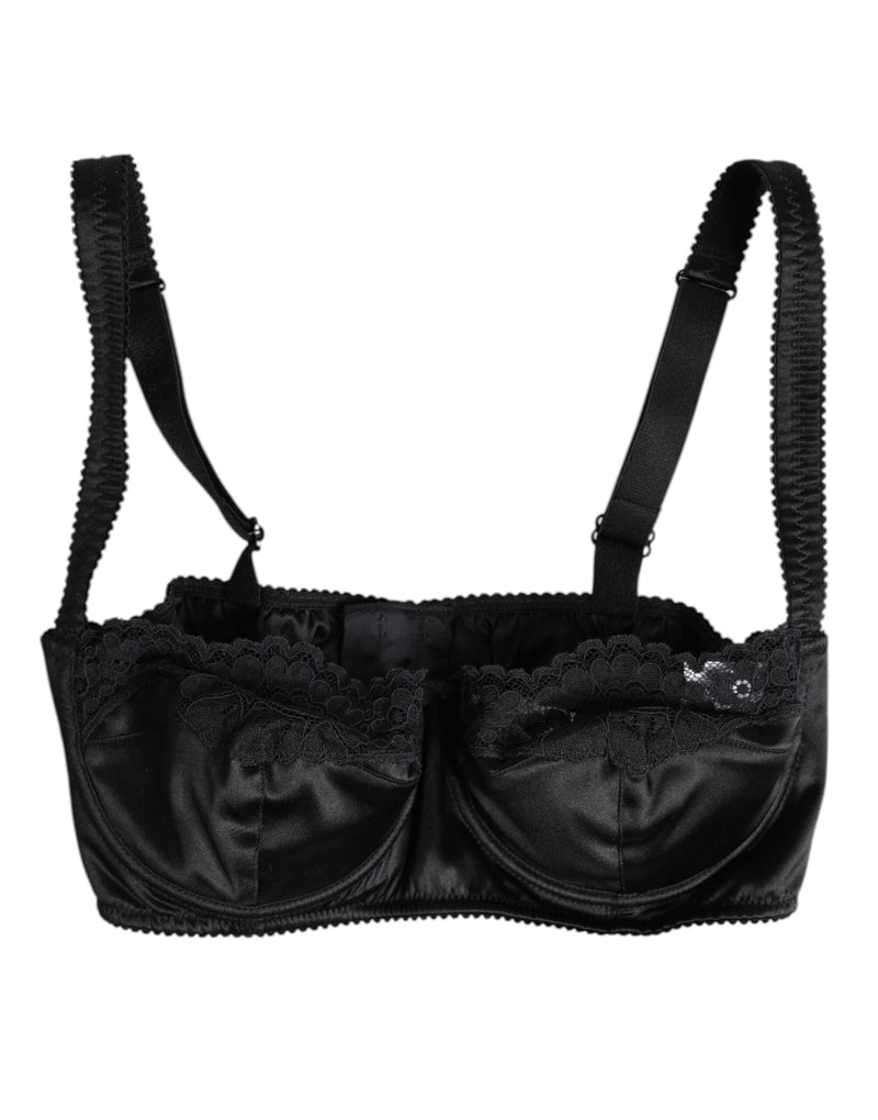 Black Silk Underwired Balconette Bra Underwear Dolce & Gabbana