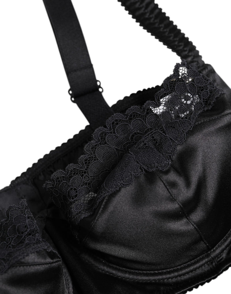 Black Silk Underwired Balconette Bra Underwear Dolce & Gabbana