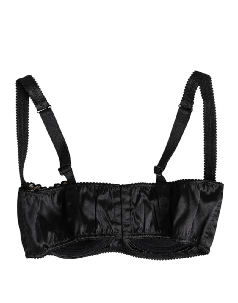 Black Silk Underwired Balconette Bra Underwear Dolce & Gabbana