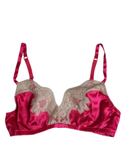 Magenta Floral Lace Silk Non Wire Bra Underwear Dolce & Gabbana