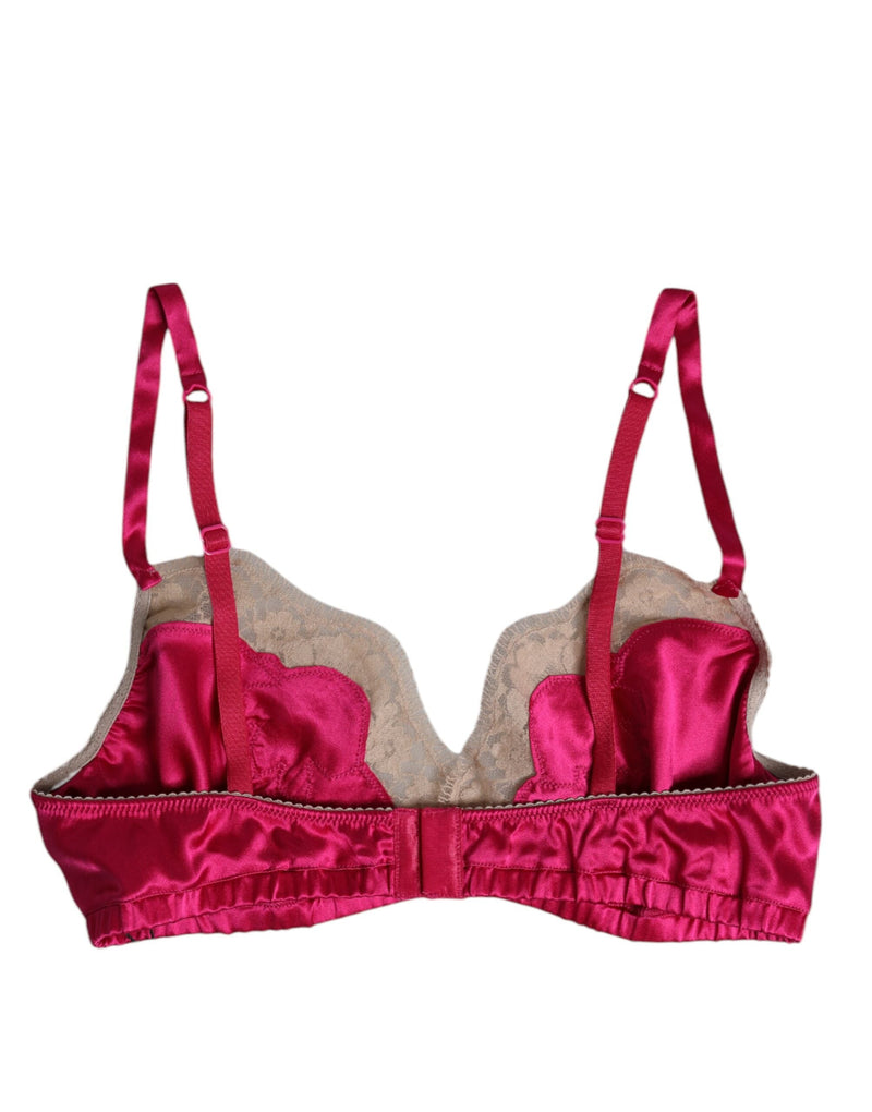 Magenta Floral Lace Silk Non Wire Bra Underwear Dolce & Gabbana