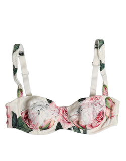 White Floral Balconette Underwired Bra Underwear Dolce & Gabbana