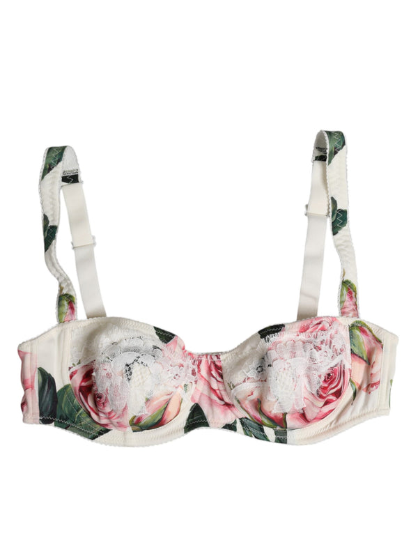 White Floral Balconette Underwired Bra Underwear Dolce & Gabbana