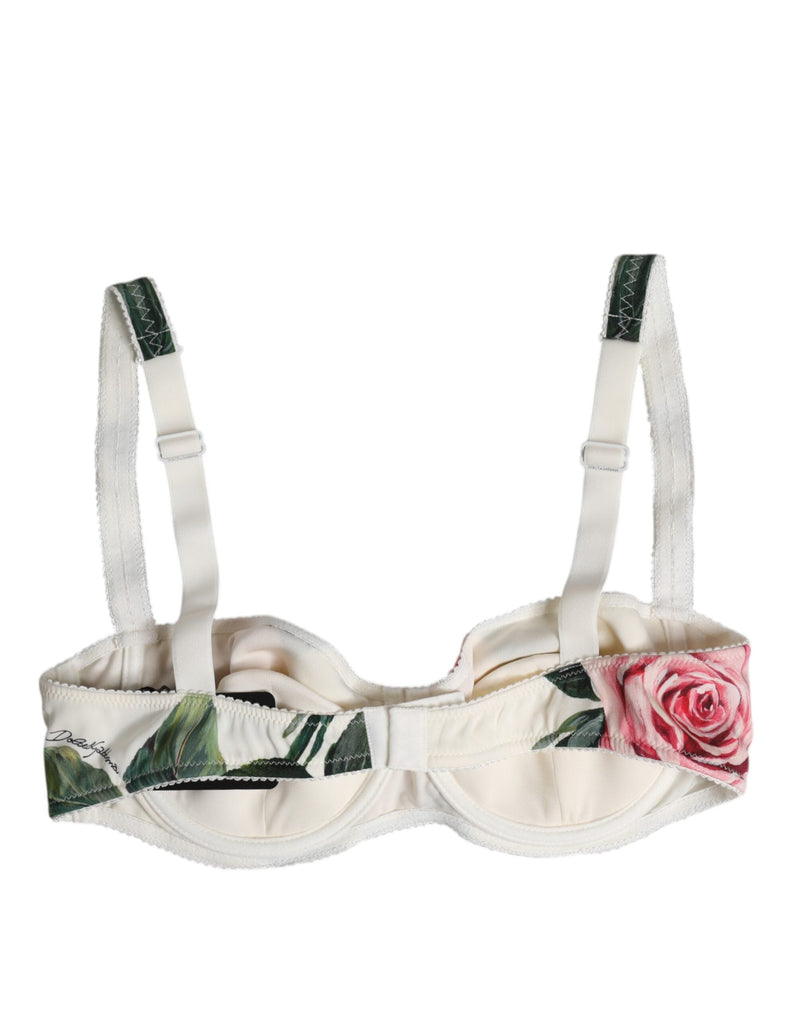 White Floral Balconette Underwired Bra Underwear Dolce & Gabbana