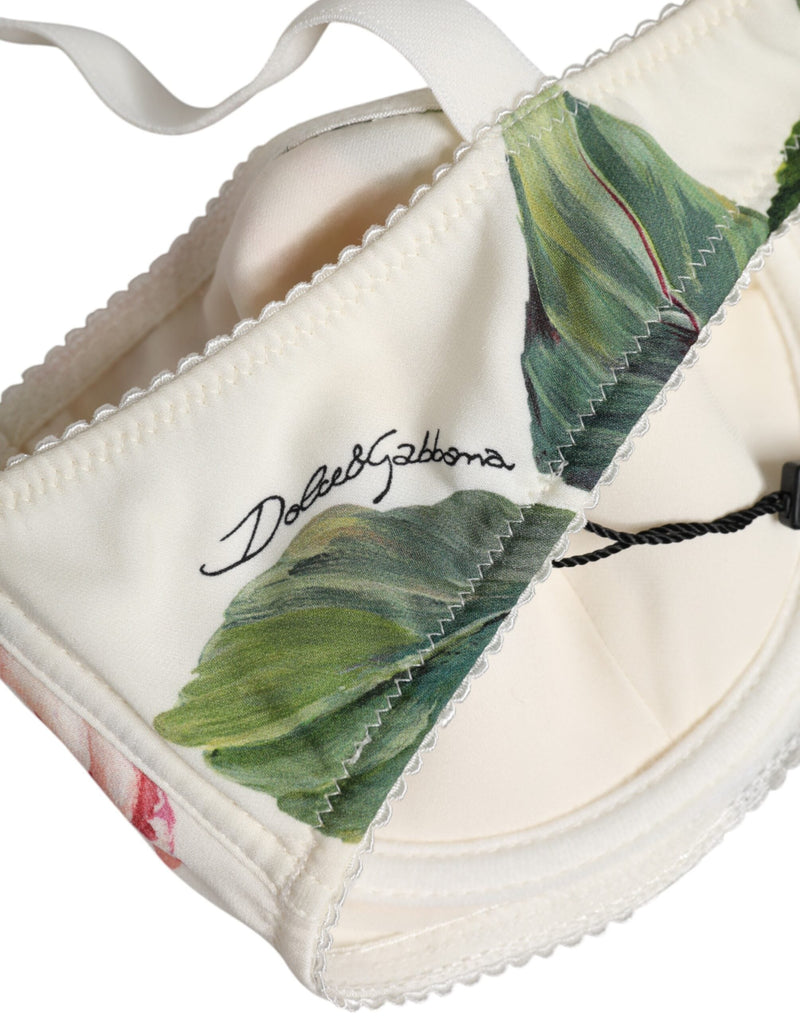 White Floral Balconette Underwired Bra Underwear Dolce & Gabbana