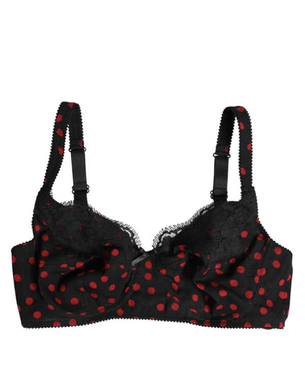 Black Red Polka Dot Underwired Balconette Underwear Dolce & Gabbana