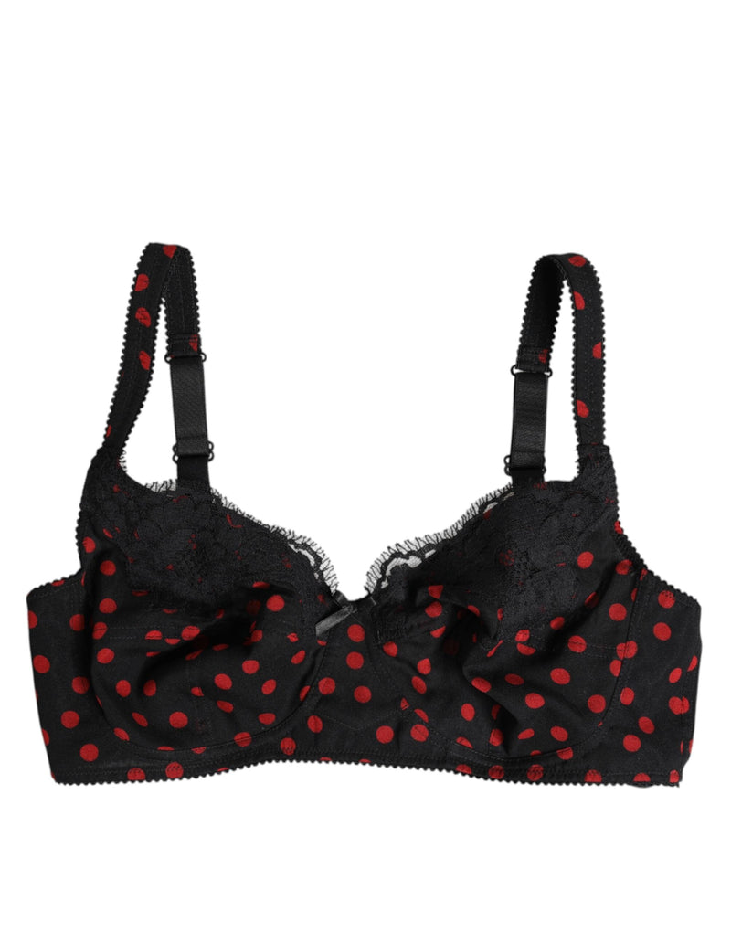 Black Red Polka Dot Underwired Balconette Underwear Dolce & Gabbana