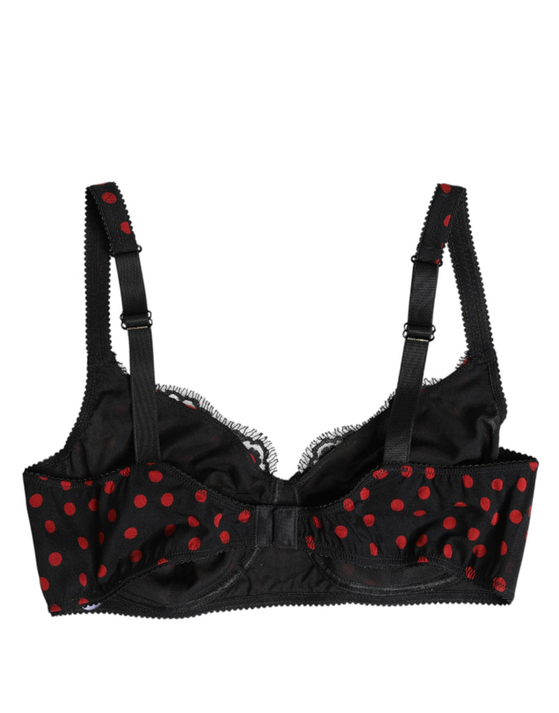 Black Red Polka Dot Underwired Balconette Underwear Dolce & Gabbana