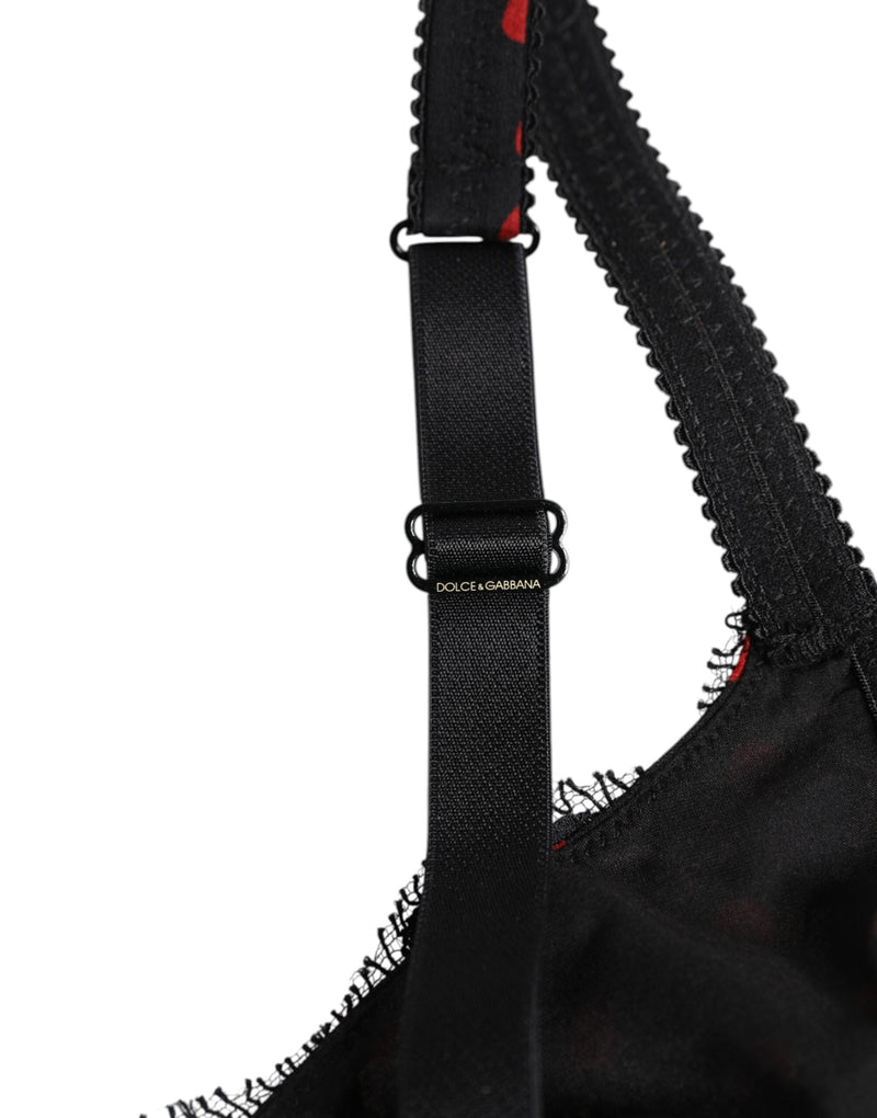 Black Red Polka Dot Underwired Balconette Underwear Dolce & Gabbana