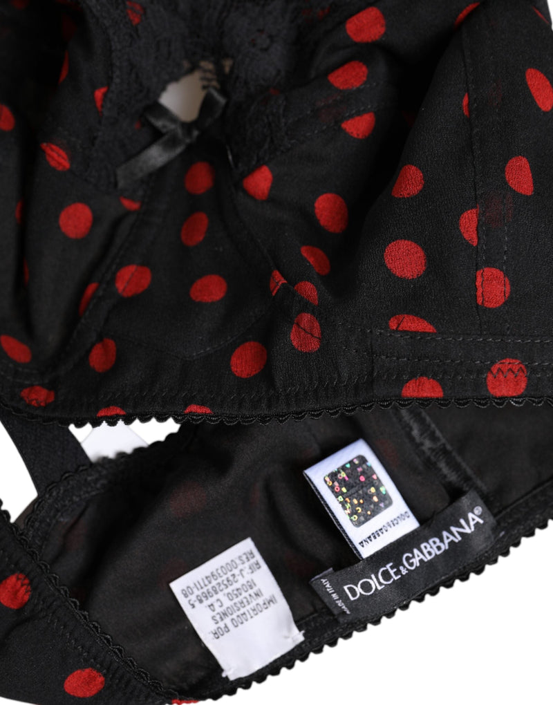 Black Red Polka Dot Underwired Balconette Underwear Dolce & Gabbana