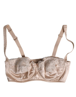 Biege Silk Underwired Balconette Bra Underwear Dolce & Gabbana
