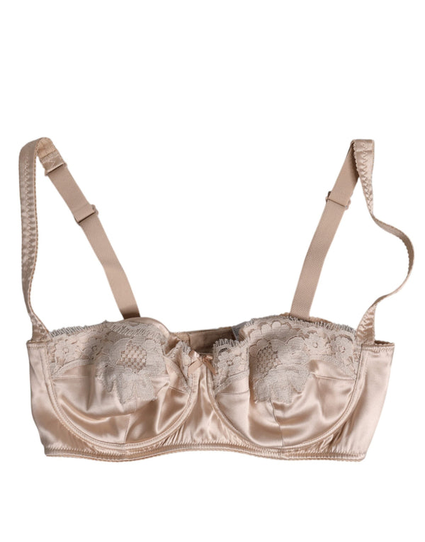 Biege Silk Underwired Balconette Bra Underwear Dolce & Gabbana