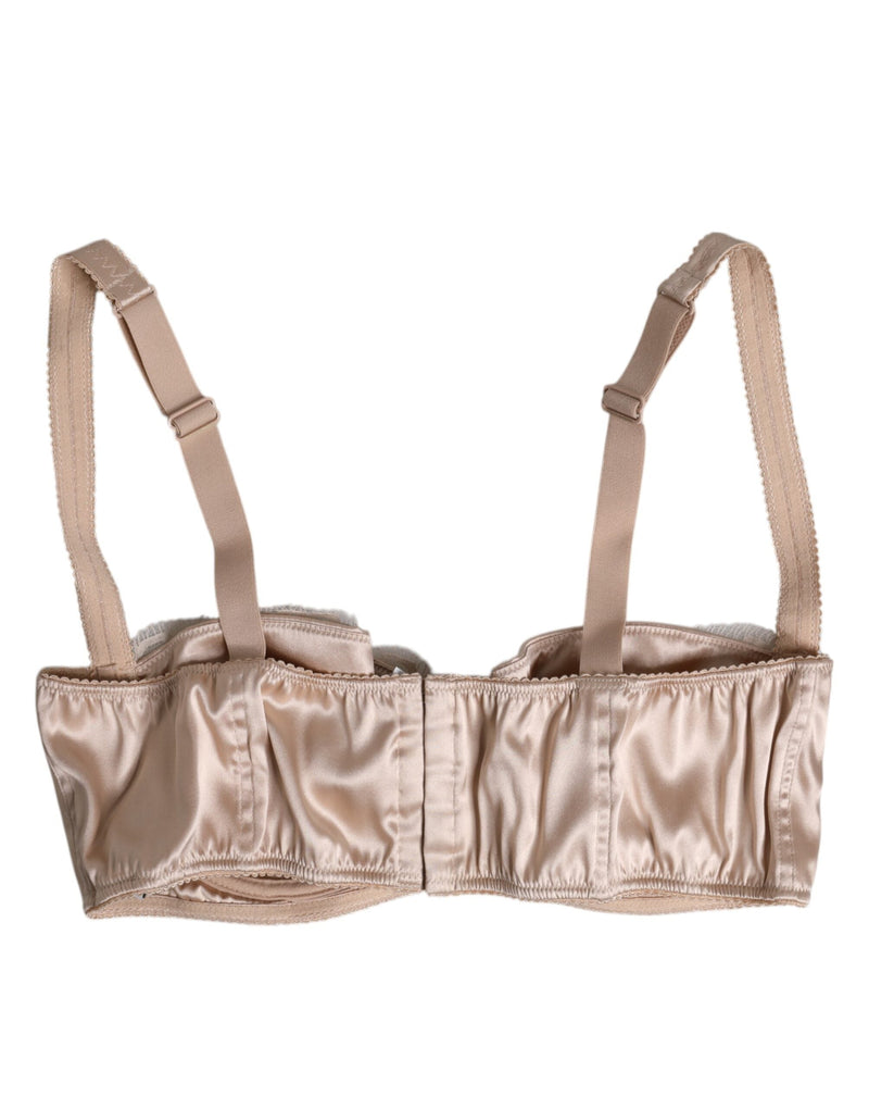 Biege Silk Underwired Balconette Bra Underwear Dolce & Gabbana