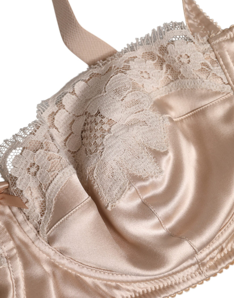 Biege Silk Underwired Balconette Bra Underwear Dolce & Gabbana