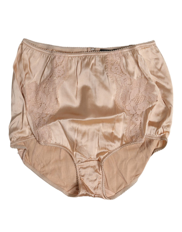 Beige Silk Lace High Waist Bikini Panty Underwear Dolce & Gabbana
