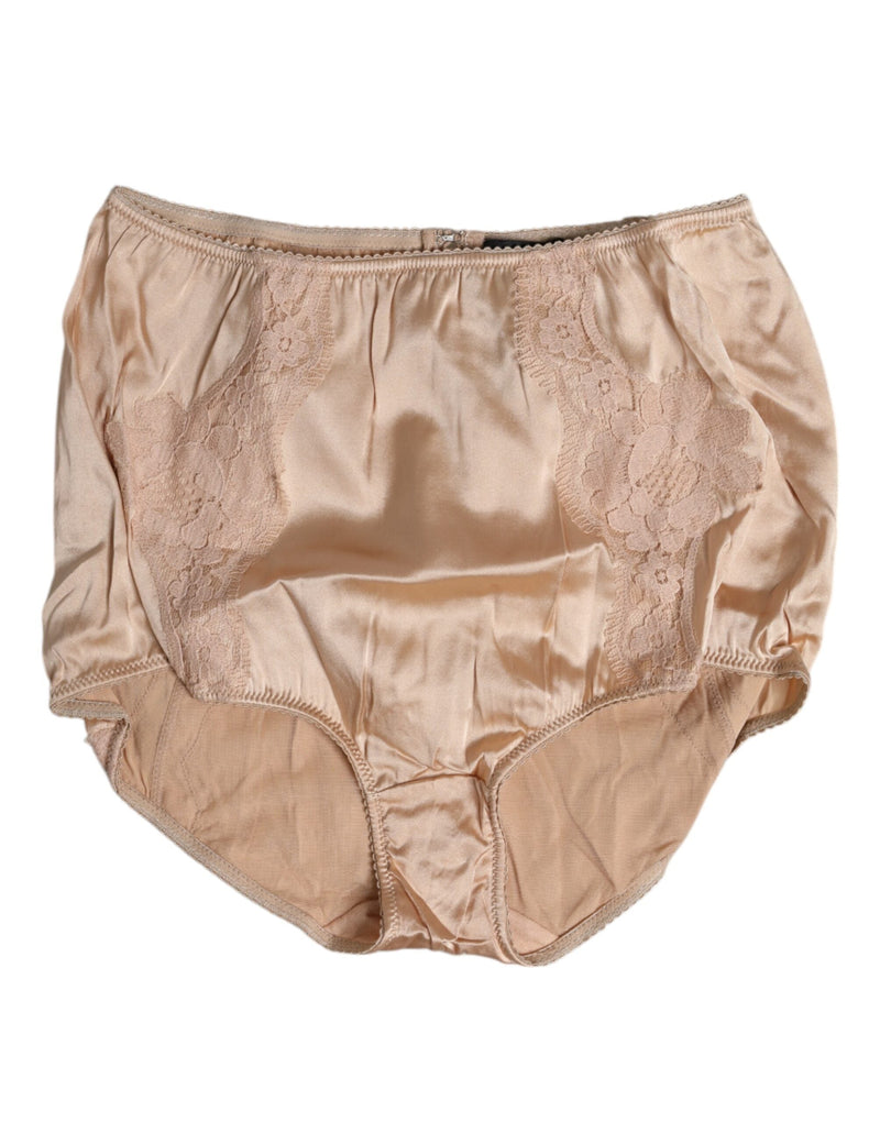 Beige Silk Lace High Waist Bikini Panty Underwear Dolce & Gabbana