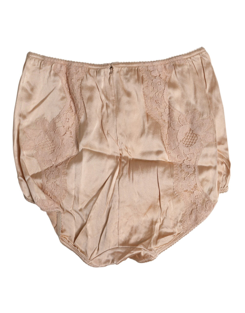 Beige Silk Lace High Waist Bikini Panty Underwear Dolce & Gabbana