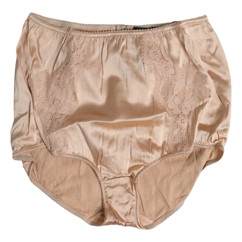 Beige Silk Lace High Waist Bikini Panty Underwear Dolce & Gabbana